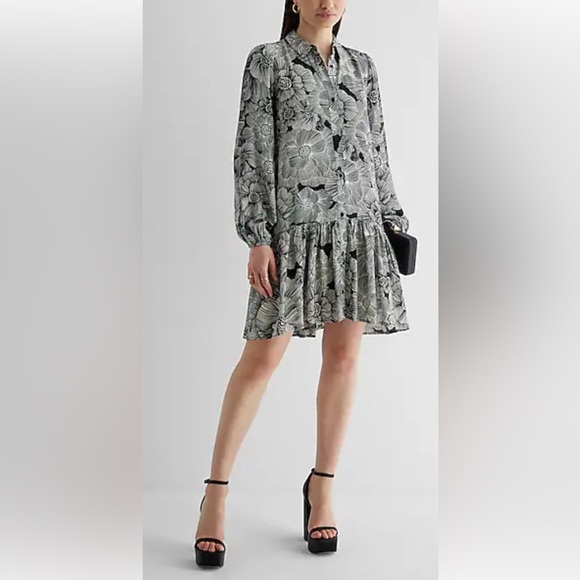 Express Dresses & Skirts - Floral Black and White Dress